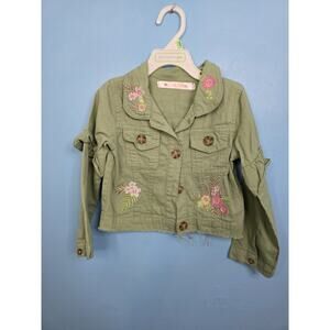 Nannette Kids Jacket Girls Size 5 Embroidered Pockets Gemstone Buttons